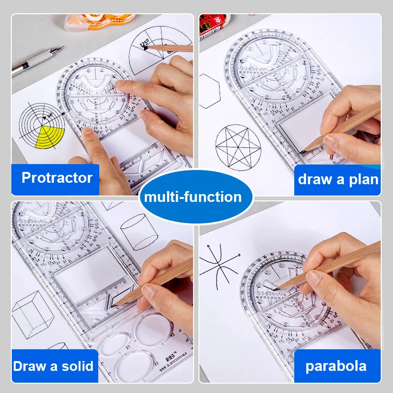 Multifunctional Geometric Drawing Ruler Quick Drawing Hollow Out Ruler