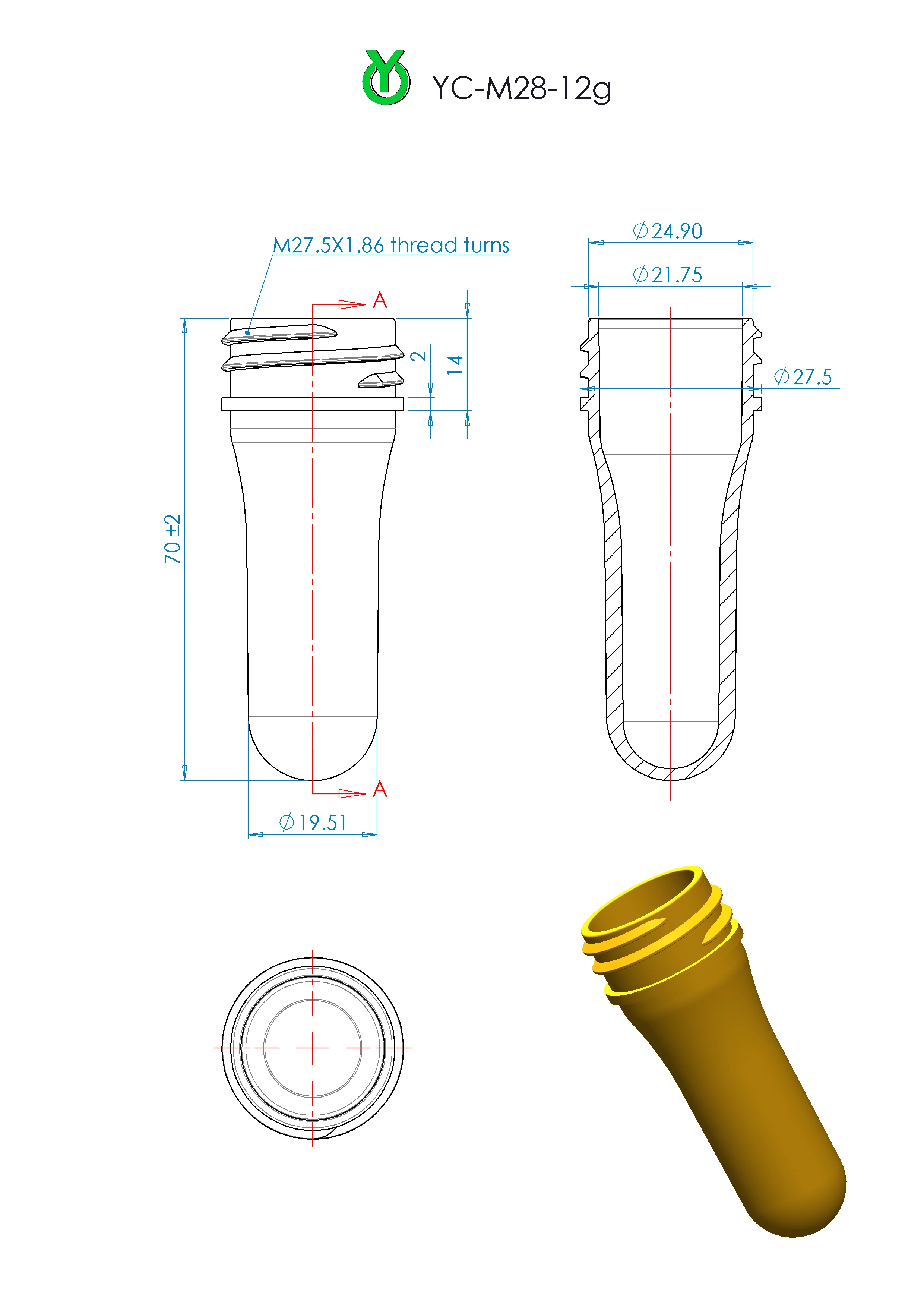 28/410 12G For 80-120 ML Cosmetic Bottle Pet/Pla/Rpet/Pcr Preform
