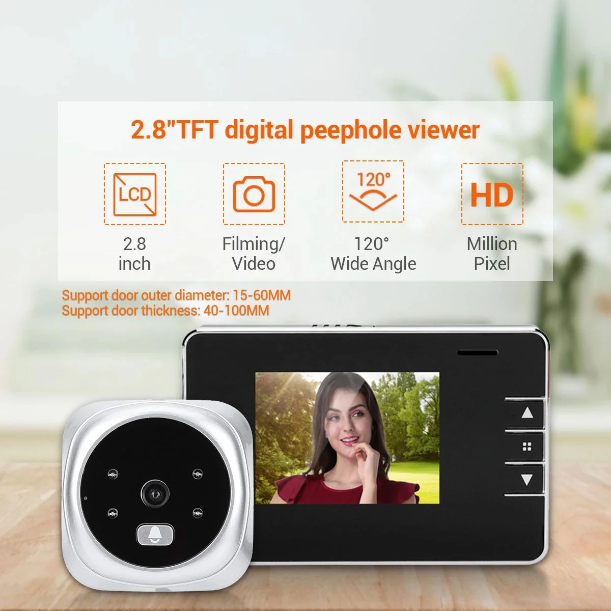 Kadonio Electronic Peephole Door Camera LCD Digital Doorbell 120 Degree Angle Viewer video Door Bell