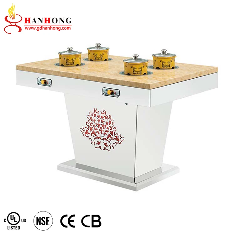 4-person square marble hot pot restaurant dining table