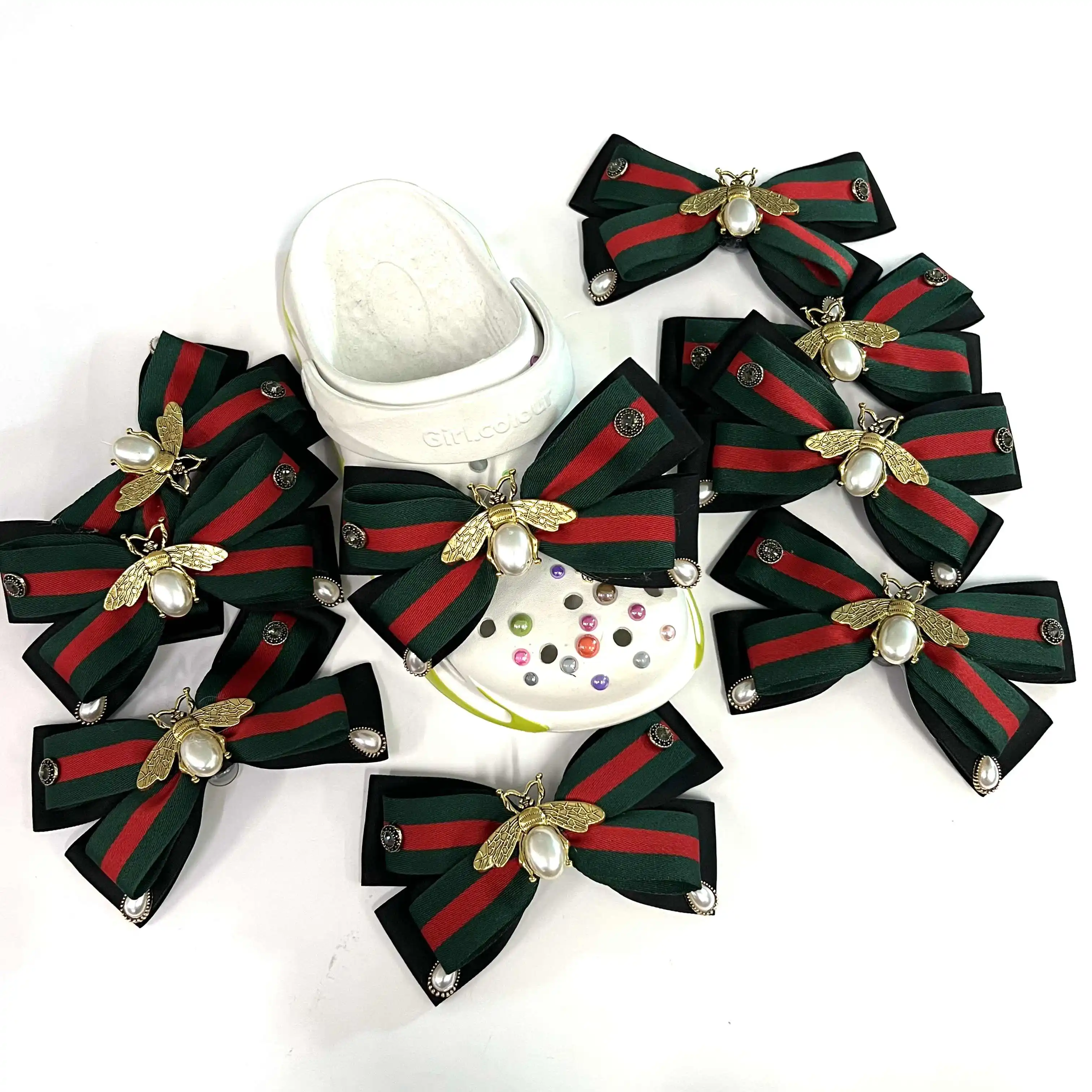 High quality Cloth ladies butterfly shoe parts accessories decoration bows designer shoe bow charms for clog Custom Logo Women