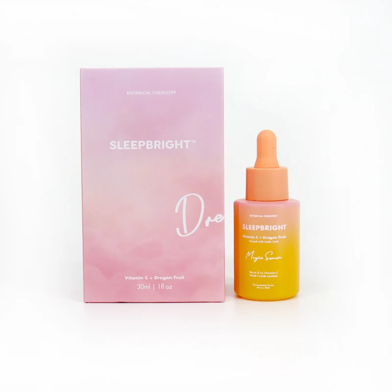 Custom 30 ml Flat Shoulder Frosted Glass Serum Dropper Bottle Luxury Cardboard Packaging Box For Essential Oil Bottle