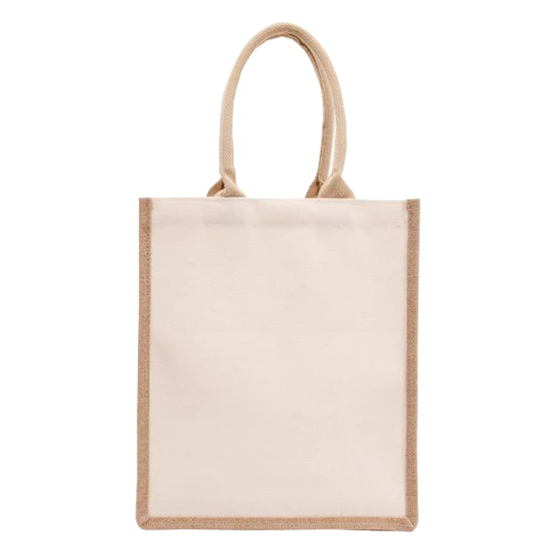 Eco friendly laminated linen bag burlap reusable hessian shopping linen tote bag with custom logo