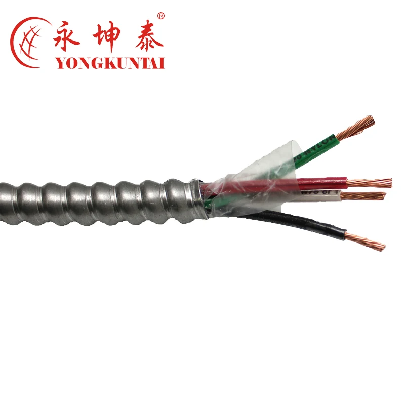 250ft 12/2 solid CU MC lite cable Aluminum Armored Cables for USA Market THHN Cable