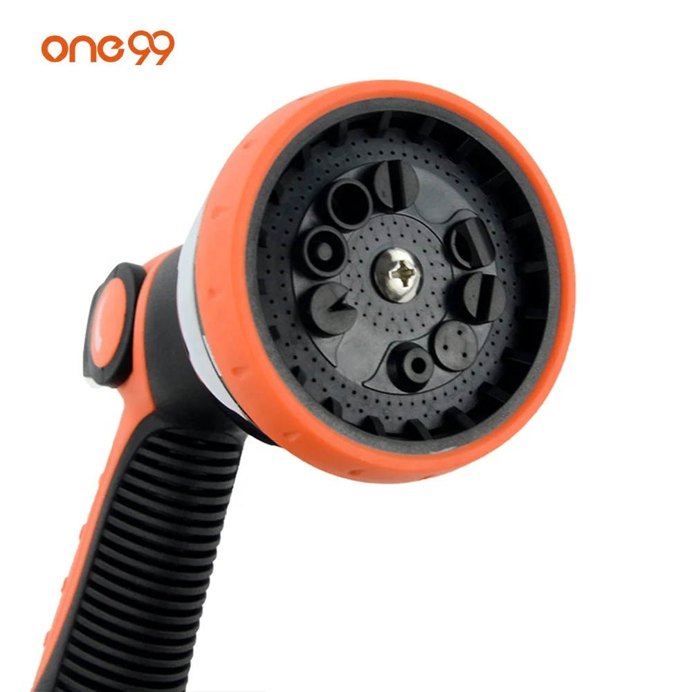 one99 orange lawn garden 9 pattern metal water hose nozzle