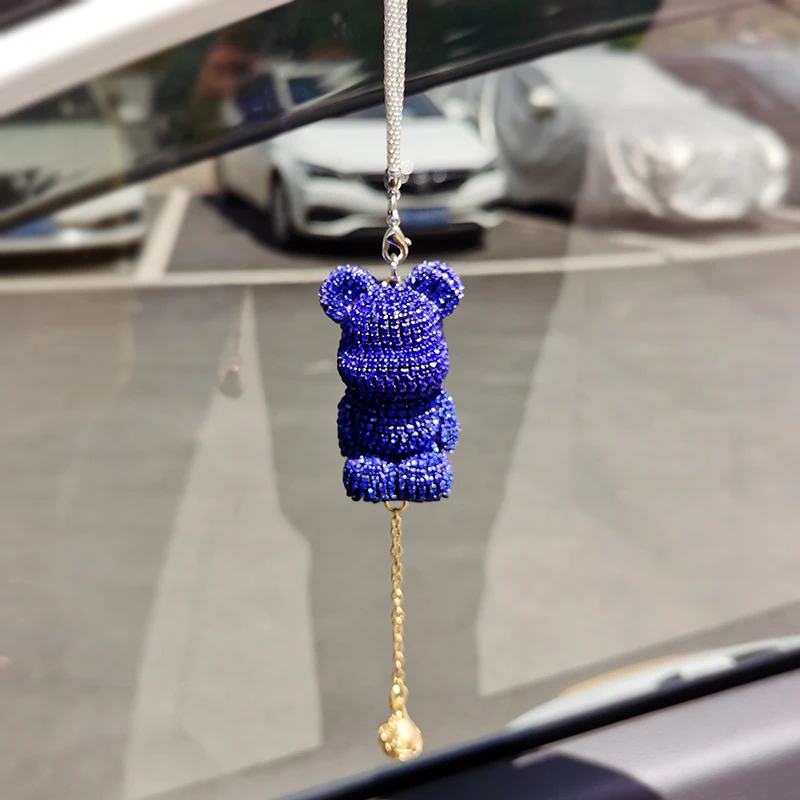 Cute bear car pendant in car pendant rearview mirror net red car decoration inlaid with diamond creativity