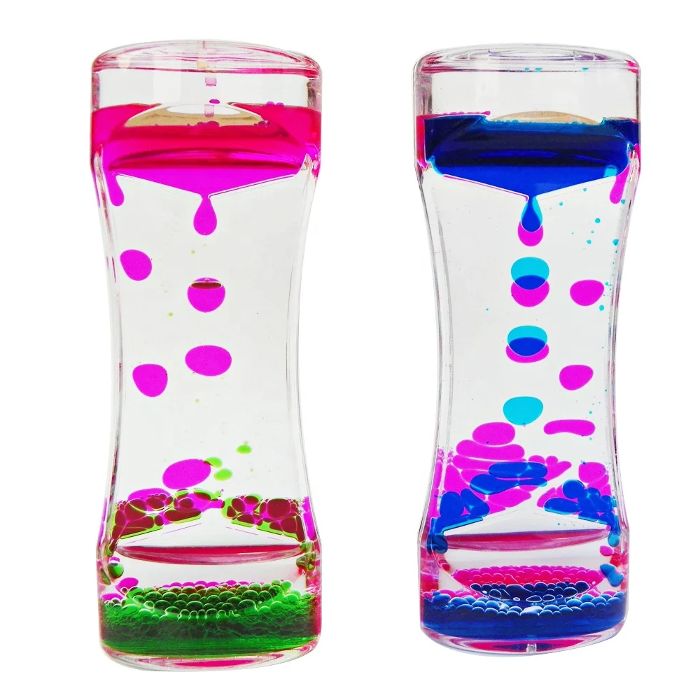 Sanlead Floating Color Mix Illusion Timer Ornament Desk Liquid Motion Visual Slim liquid Oil Acrylic Hourglass Timer Clock