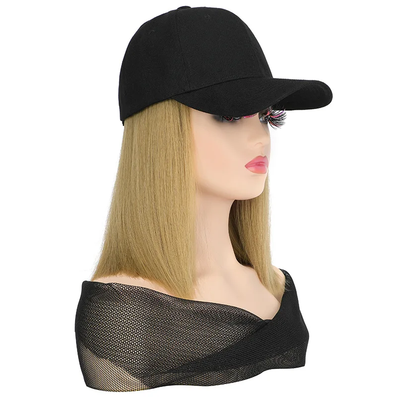 BOBO Short Straight Hair Synthetic Hair Women Baseball Cap Wig Hats Natural for Girls 25cm Short Wigs Human Hair Lace Front