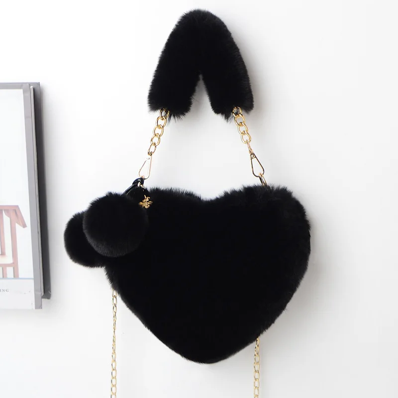 2023 new plush hand-held heart-shaped bag ladies single shoulder crossbody bag  love large-capacity bag