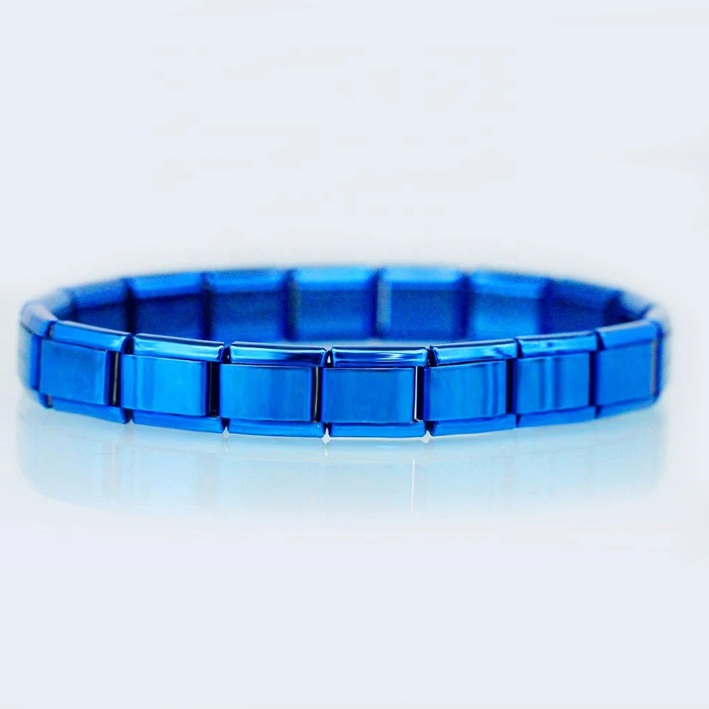 304 Stainless steel adjustable composable links modular 9mm classic size Ion plating blue links Italian Charm starter Bracelet