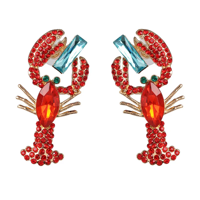 New red lobster diamond  stud earrings