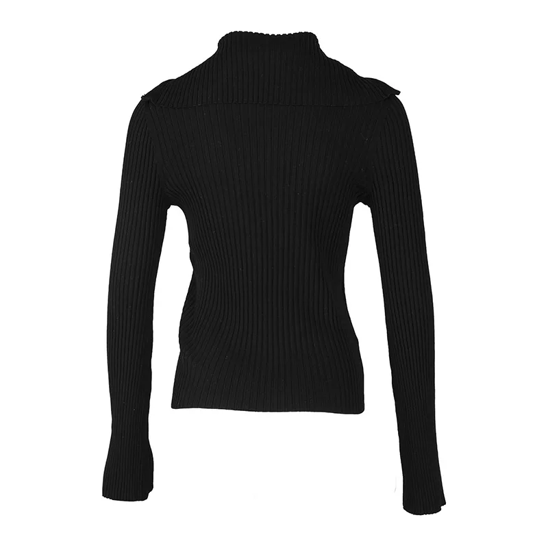 Женский пуловер с высоким воротником вязаный джемпер свитер на молнии