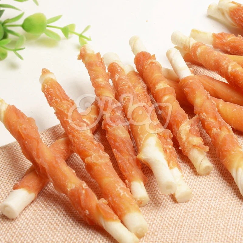 Natural Bulk Pet Snack Chicken Wrap Rawhide Stick Dog Treat Chew Rawhide Dog Chicken Treats