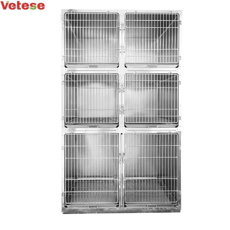 6 door stainless steel cage customized  veterinary Cage for animal hospital and pet clinic hospitalization