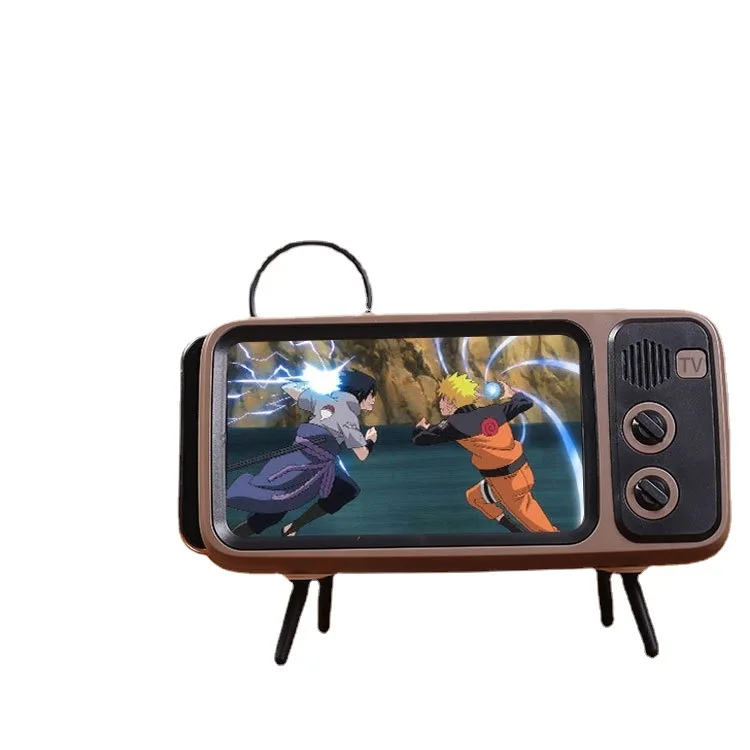 Portable Retro TV Phone Bracket BT Audio BT Louder Speaker For 4.7-5.5 inch TV Desktop Phone Holder Stand