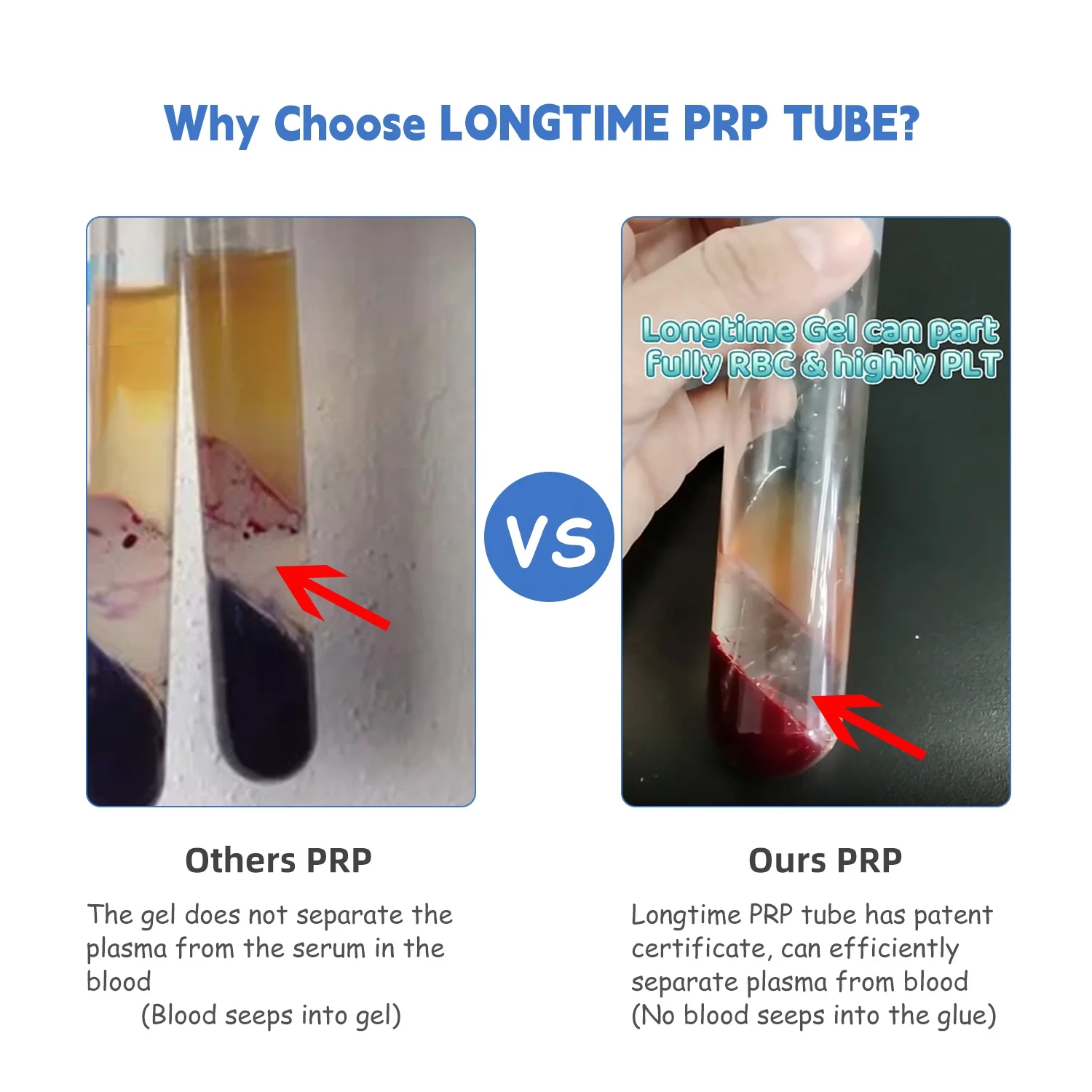 OEM Pyrogen Free Triple Sterile PRP Tube With Gel