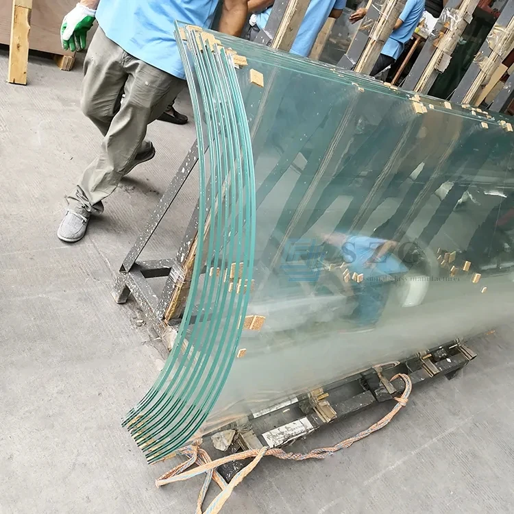 12mm 6+6mm Curved Bent Balcony Laminated Toughened Tempered Glass Railing With Handrail Balustrade