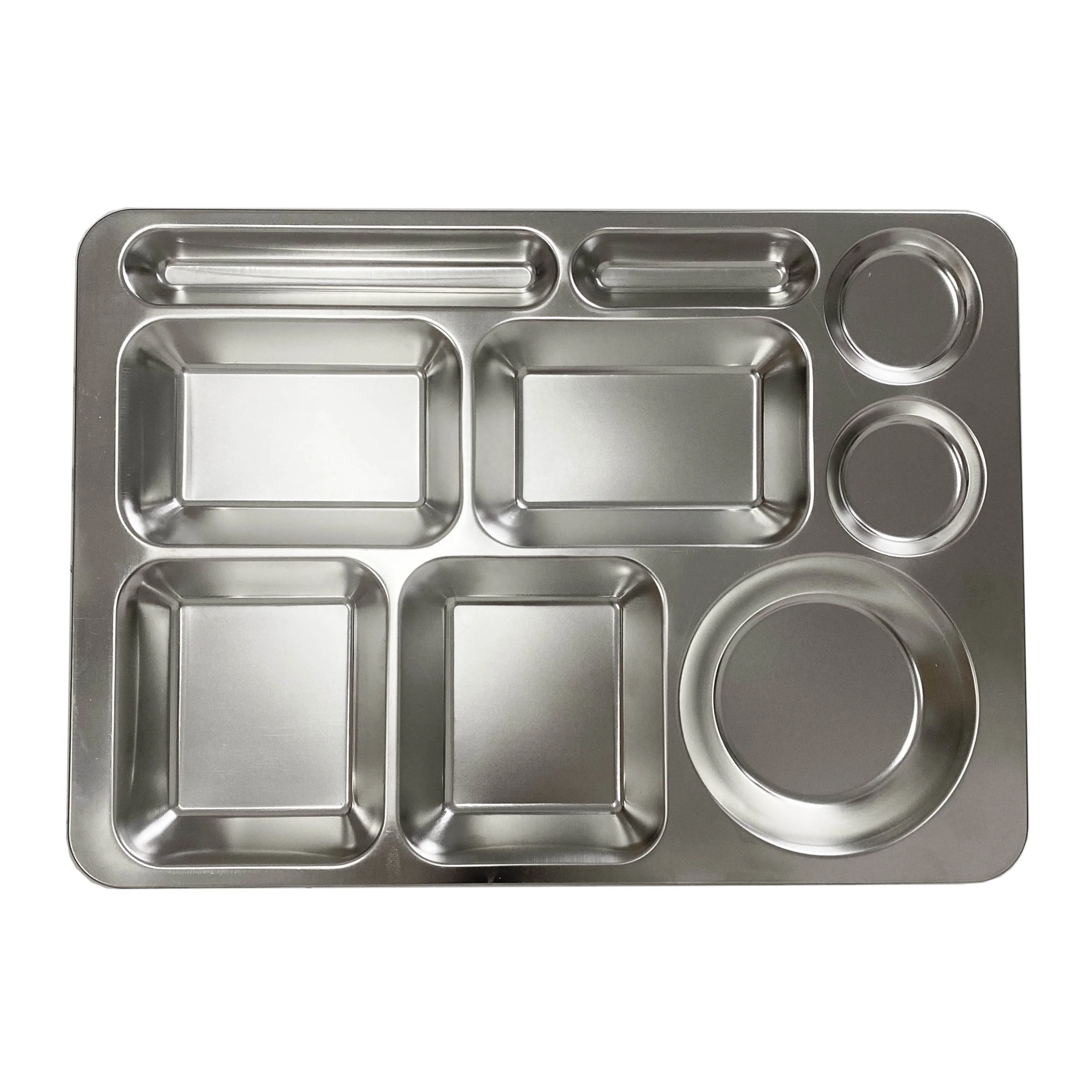 Wholesale Stainless Steel Dinner Plate 9 Compartment Divided Lunch Box  Food Tray Plate For Restaurant With Lid
