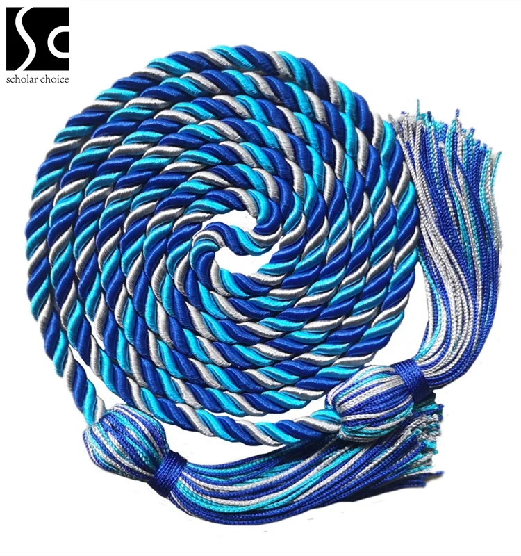 Royal Blue/orange Bicolor Two-color  Graduation Cords With Graduation Tassels Graduation Honor Cords