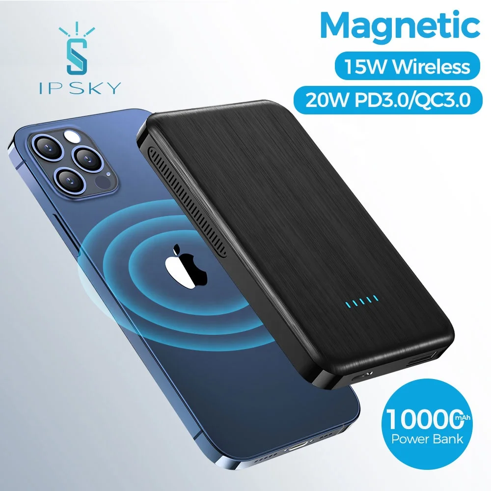  IPSKY новейший costomized 10000 мАч 20 Вт PD 15 Быстрая зарядка Беспроводной магнитный внешний аккумулятор портативное зарядное