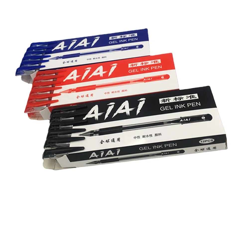 12pcs/box European standard Gel pen carbon signature pen Office stationery water-based Gel Pen