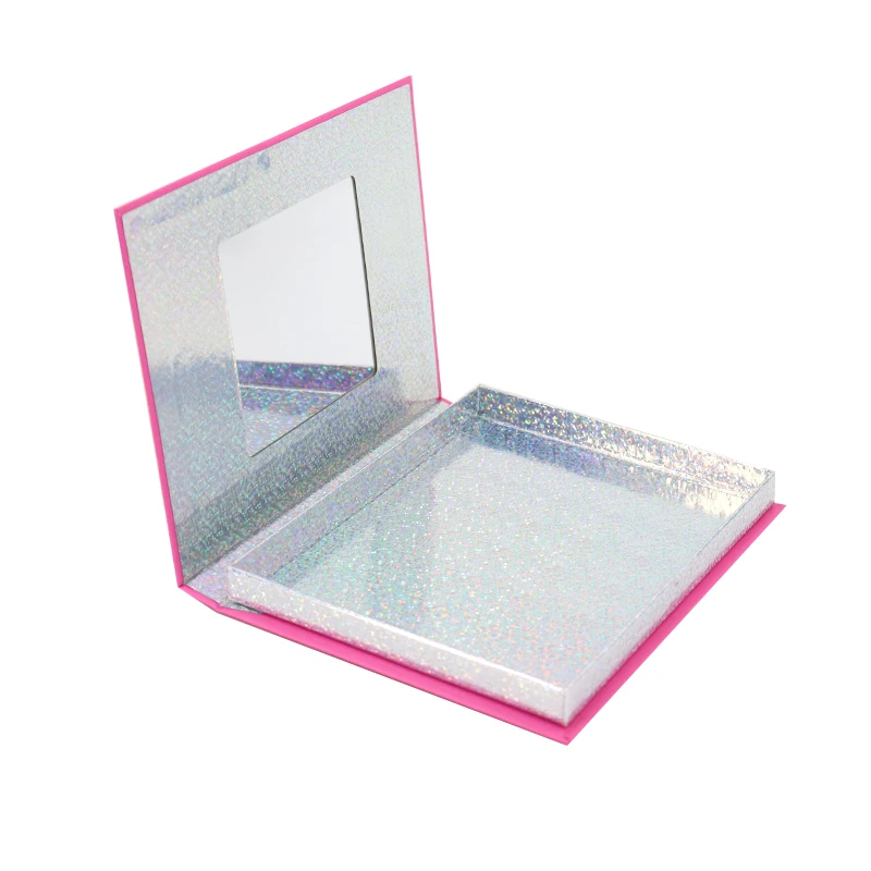 Custom Luxury Empty Paper False Lash Box False Pink Magnetic Customise Designer Eyelash Packaging Box with Mirror