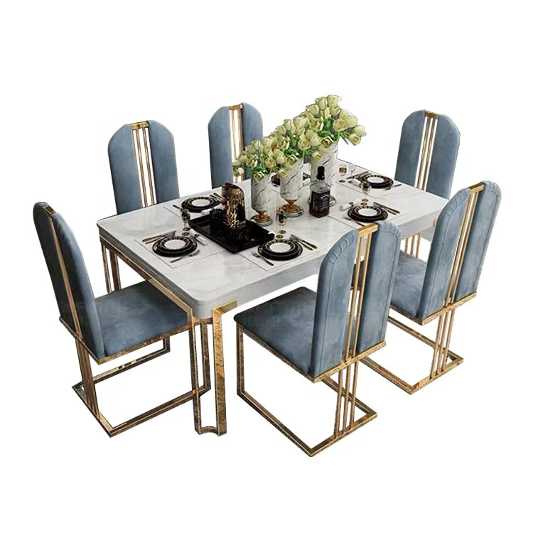 stainless steel leg dining table with chairs diningroomsets modern luxury marble stone top metal dining tables sets