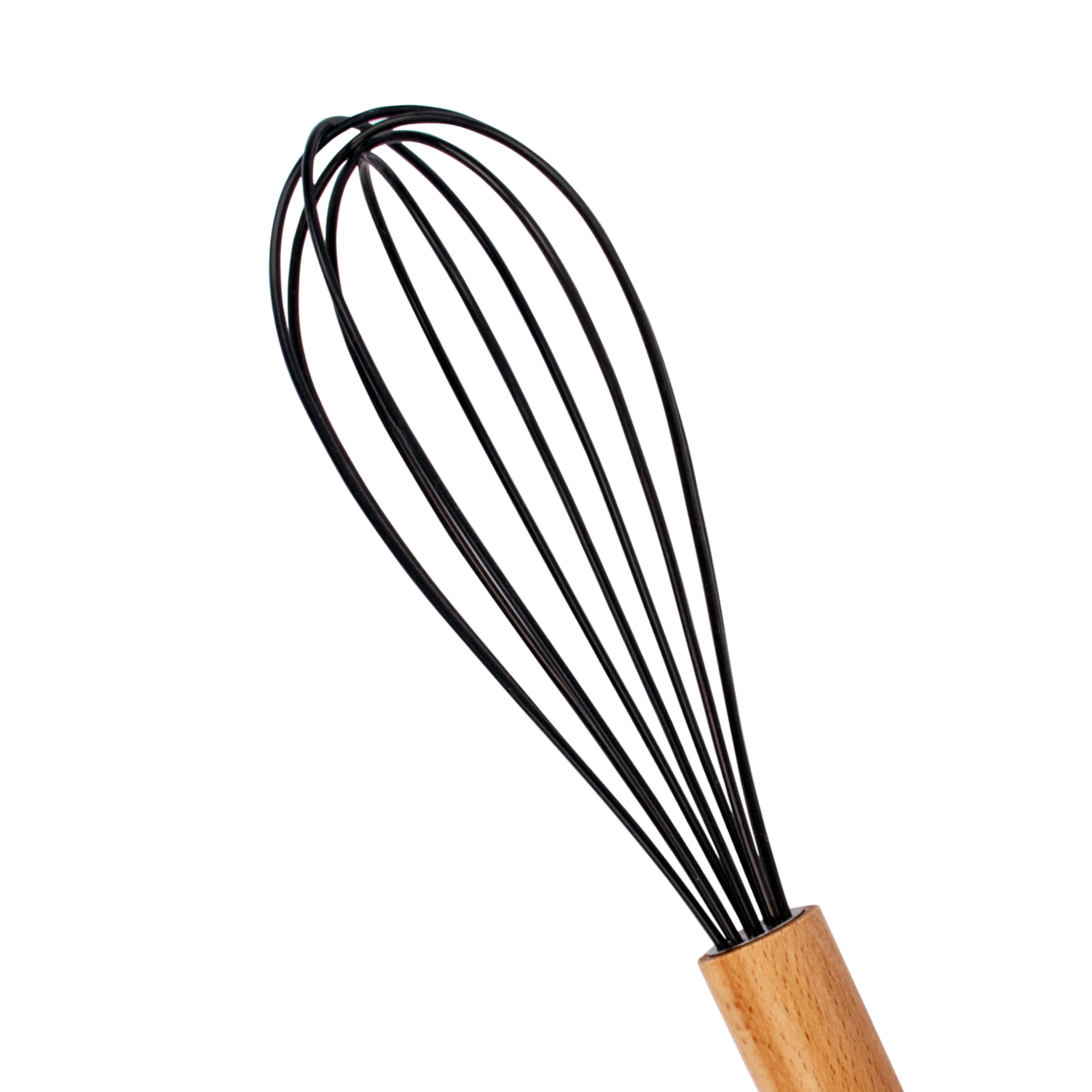 Wholesale premium quality durable kitchen tools stainless steel egg beater with wooden handle