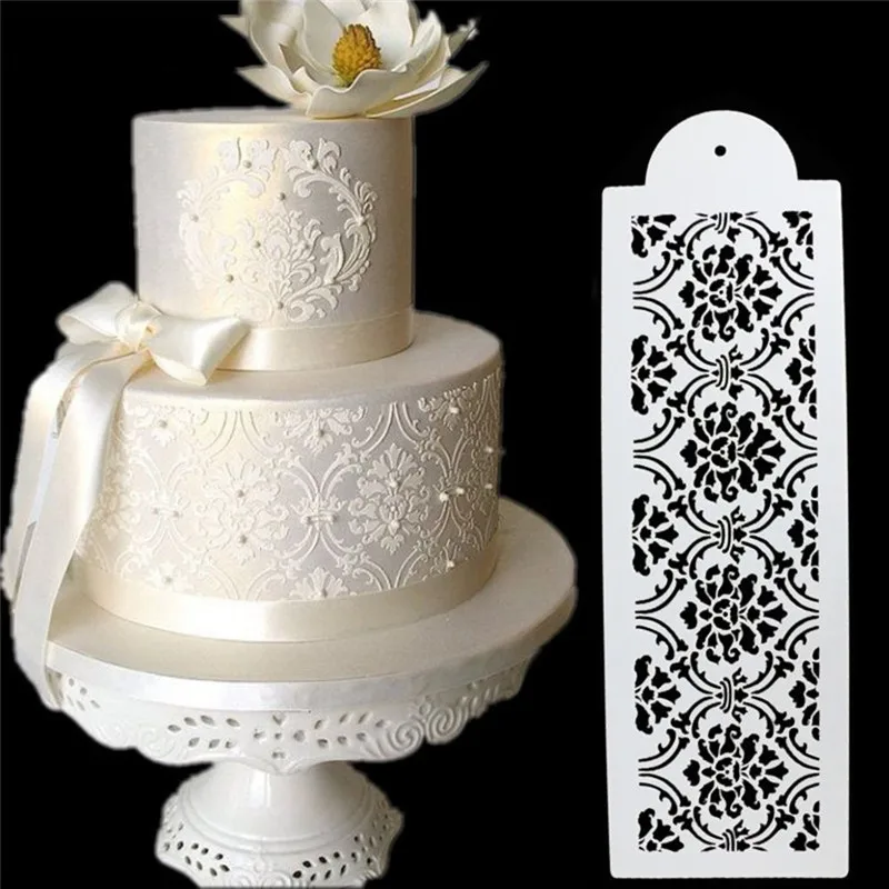 Damask Lace Border Birthday Cake Side Stencil Decoration Baking Tool Cookie Fondant Cake Mold Biscuit Mould Pastry Tools