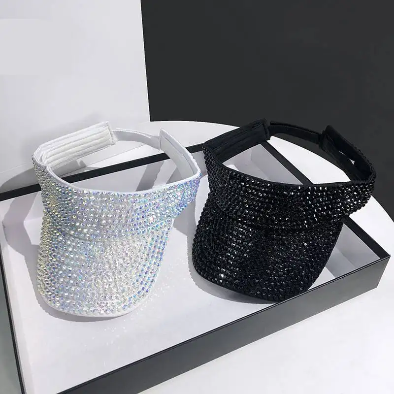 Women Empty Top Summer hats luxury Sunhat visors ladies Hip Hop hat Outdoor Rhinestone Beach Hat