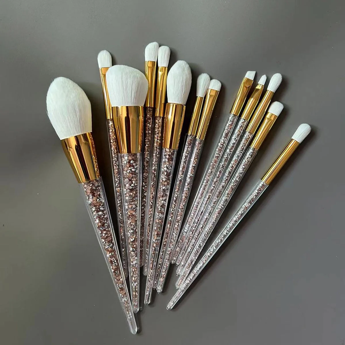 13pcs high quality luxury rhinestone rhinestone makeup brush set private label low moq make up brushes hot selling