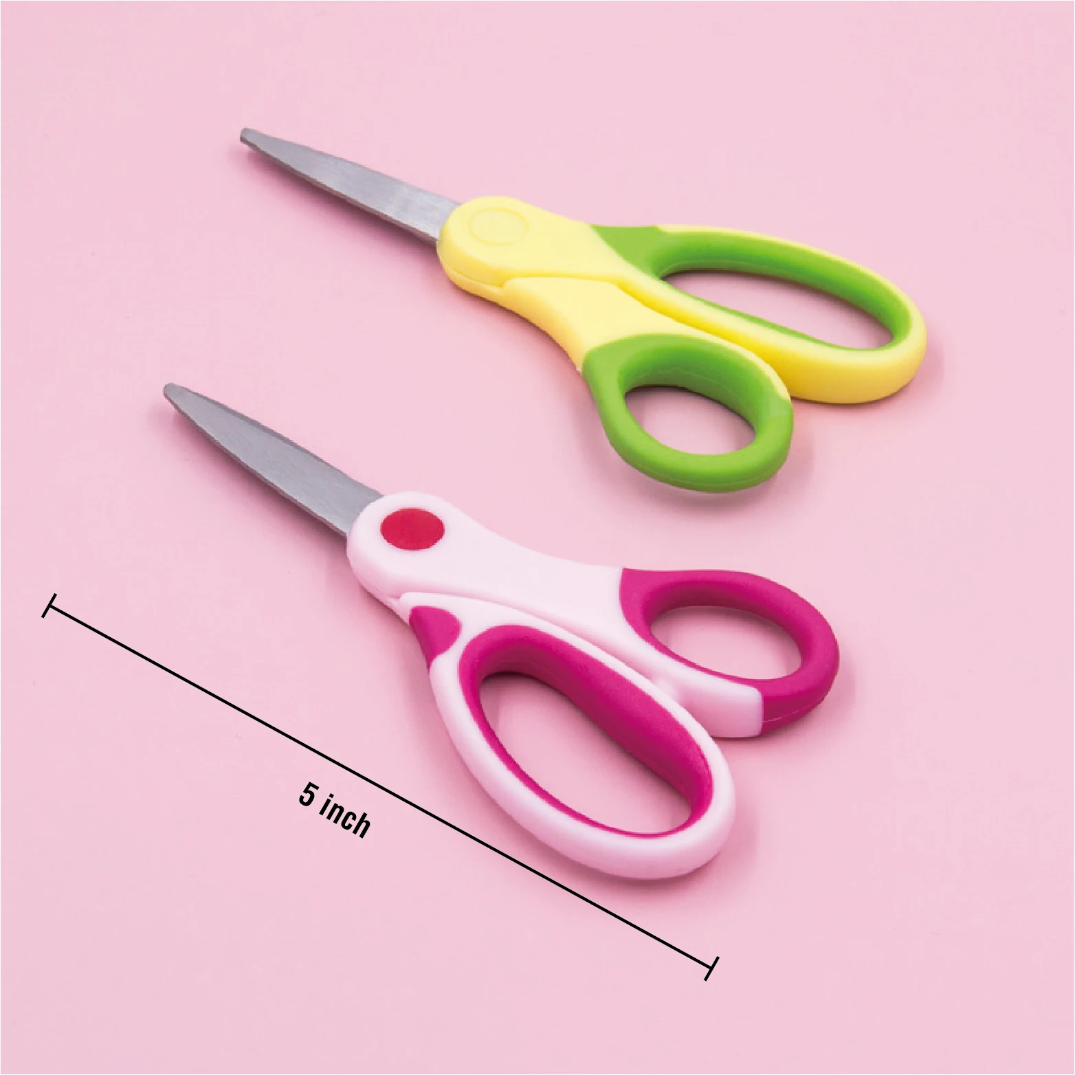 5 Inch Left Handed Kid Scissors Soft Touch Handle Assorted Colors Blunt Tip Smooth Edge Plastic Blade Pruning DIY Grade Student