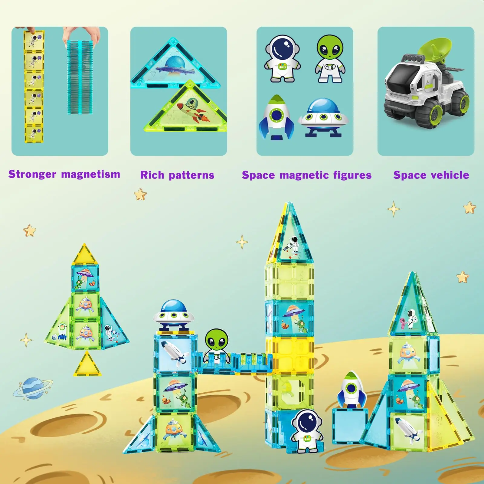 New Gadgets 2025 3D DIY Puzzle Magnet Blocks Toys Aircraft Colour Toddler Learning Sensory Stem Giant Magnetic Tiles Set For Kid