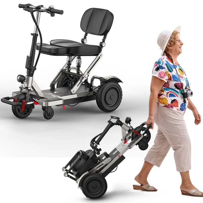 Long Distance Elderly Travel Foldable Portable Tricycles Disabled Handicapped Folding Mobility Scooter For Seniors