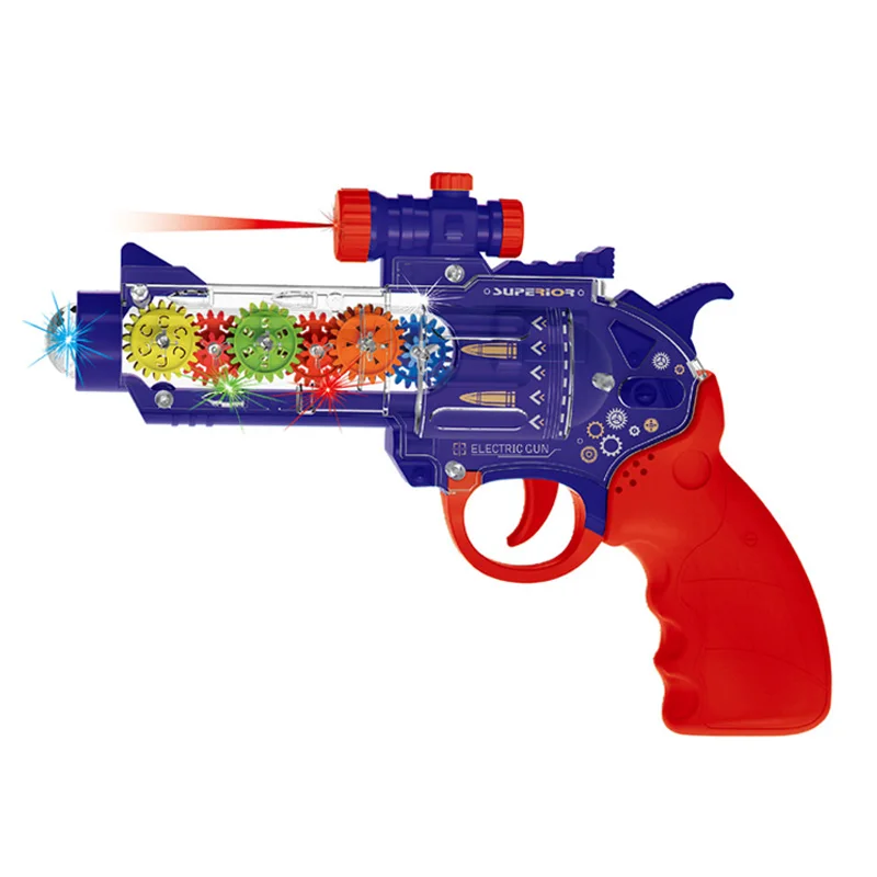 2023 new gun plastic simulation electric cool light music glowing gear revolver guns boy indoor shoot game gun toys for children