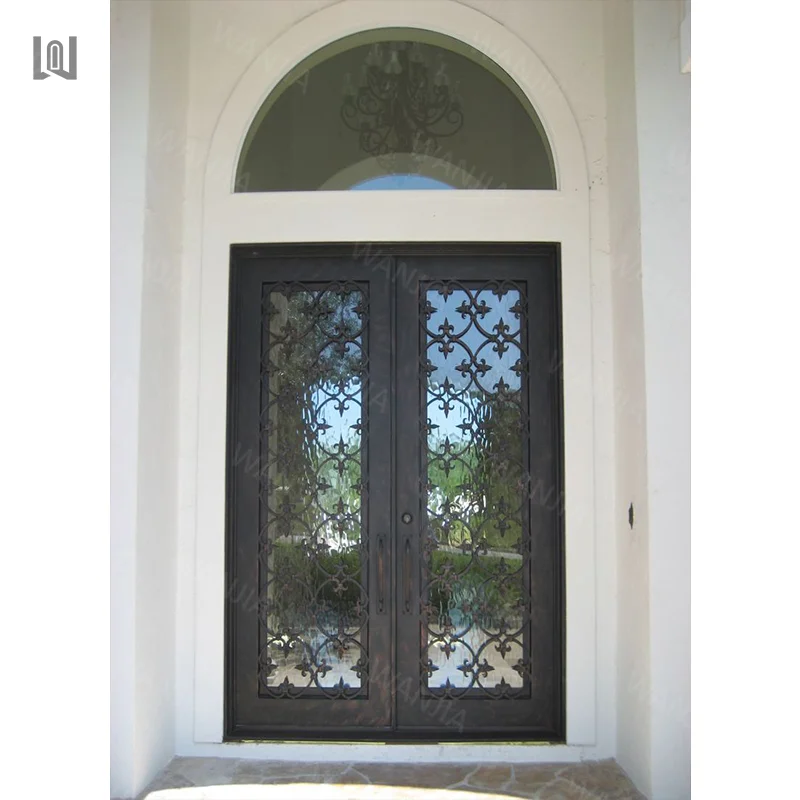 Top Rated Suppliers Front Entry Custom Doors OEM Iron Front Entry French Doors Wrought Iron French Doors