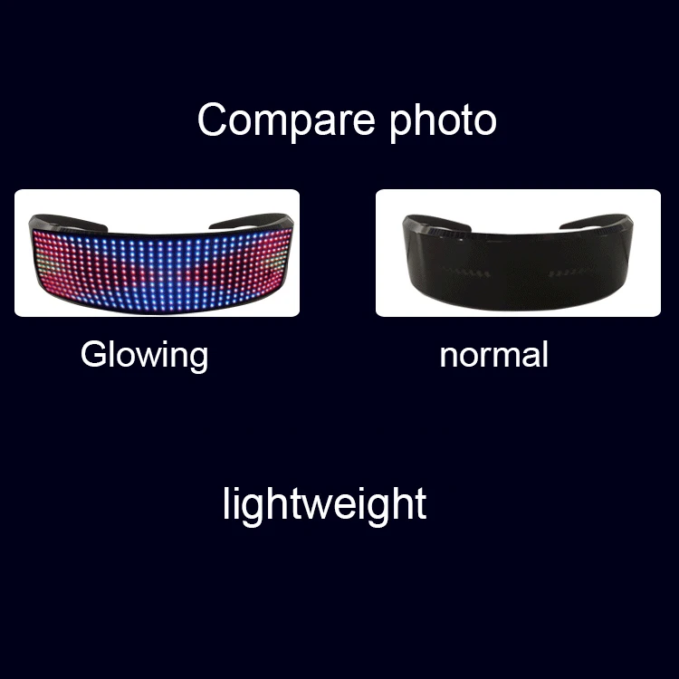 RGB 12X36 Pixel Sunglass LED Light APP Control Message Programmable LED Neon Sunglasses USB Chargeable LED Sunglasses