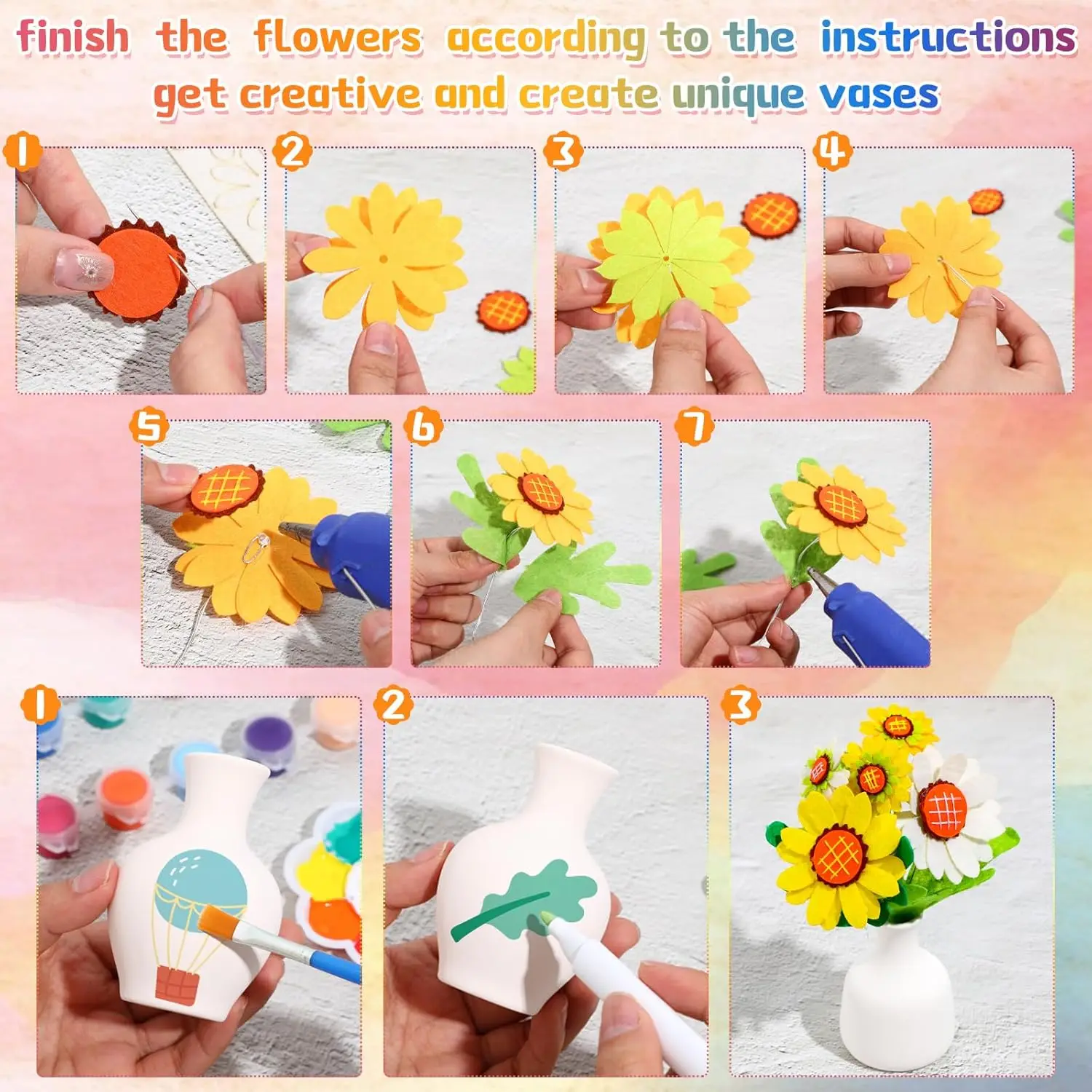 Wholesale Blank Model Diy Vase Hand Painted Ceramic Vase for Kids Home Table Decor