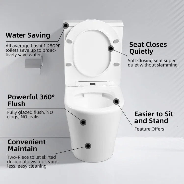 Kidoir Toilette Big Size Square and Round Rimless Tornado One Piece Two Piece Toilet Inodoro of White CE Watermark Toilet