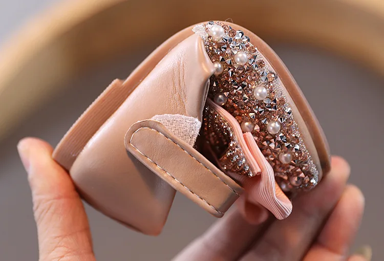 
R32009S 2021 Wholesale kids fashion girls pearl single bow footwear child shoes 