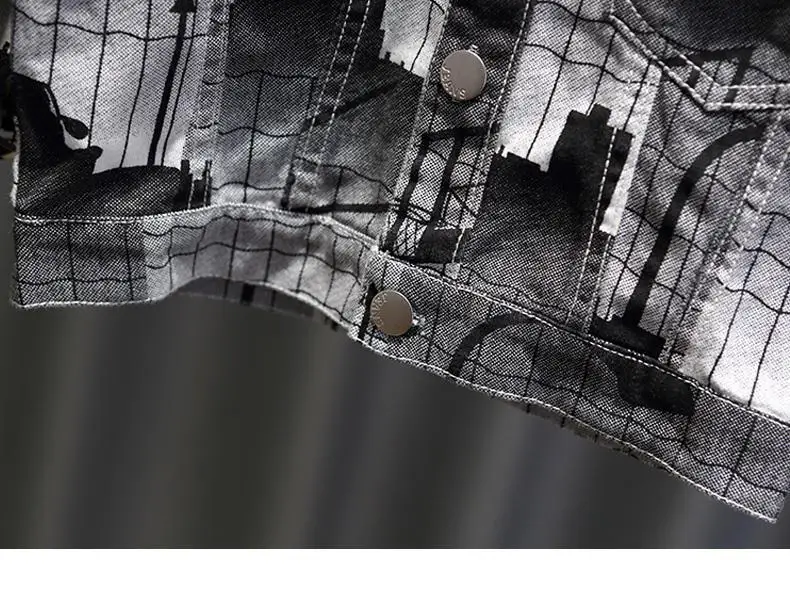 Spring and autumn kids printed clothing sets children long sleeve clothes suits baby boys denim jackets and pants