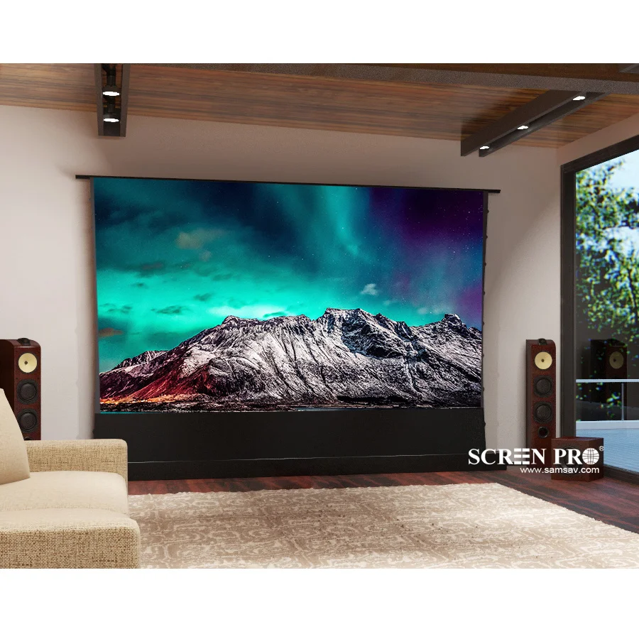 SCREEN PRO 120 inch Electric Tension Floor Screen for UST ALR Laser Projector motorized Ultra short throw movie screen