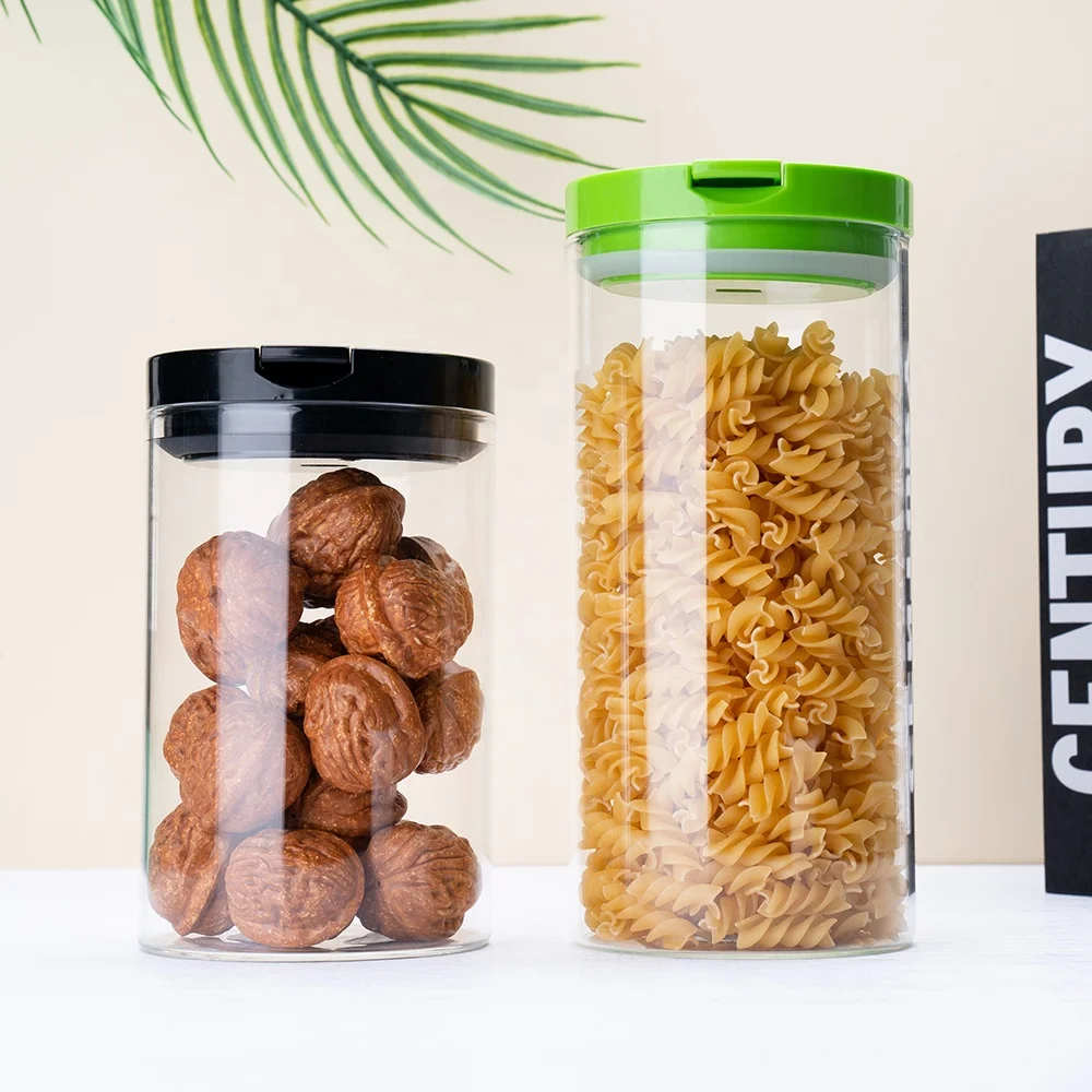 New product food grade glass storage jars food container with Plastic cover with buckles
