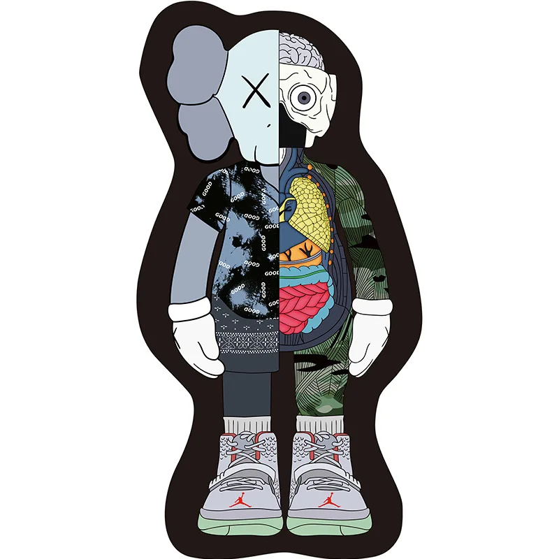 Моющийся нескользящий ковер kaws машинного плетения модный