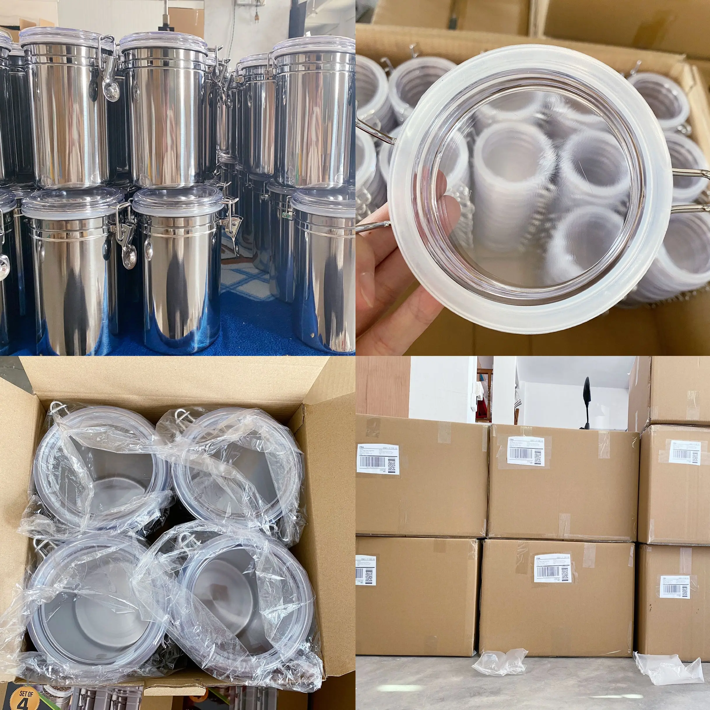 Dishwasher safe 5 Inch Stainless steel canister sets metal tea coffee sugar storage jars canisters