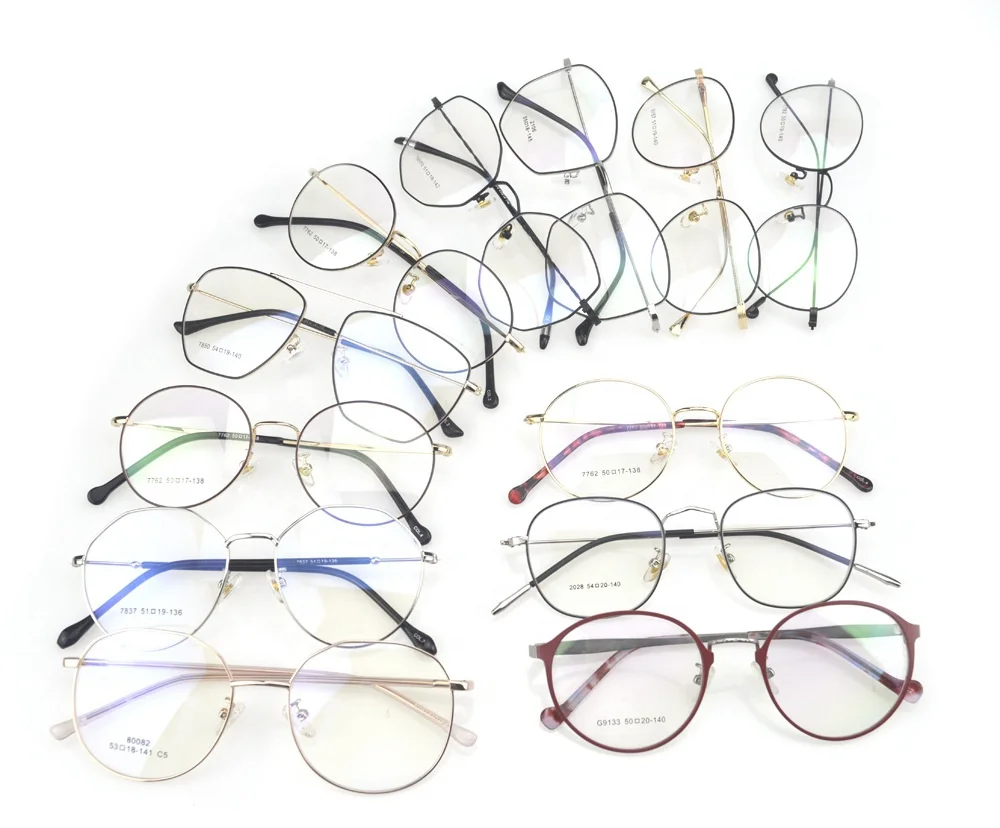Wholesale Cheapest Stock mixed models men women big round vintage stainless metal optical eyeglasses frame