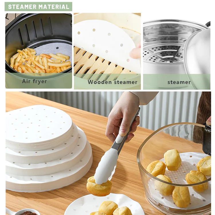 Parchment 8.5 Inch Square Demoulding Silicone Oil Absorb 6.3 Disposable Liner Air Fryer Paper