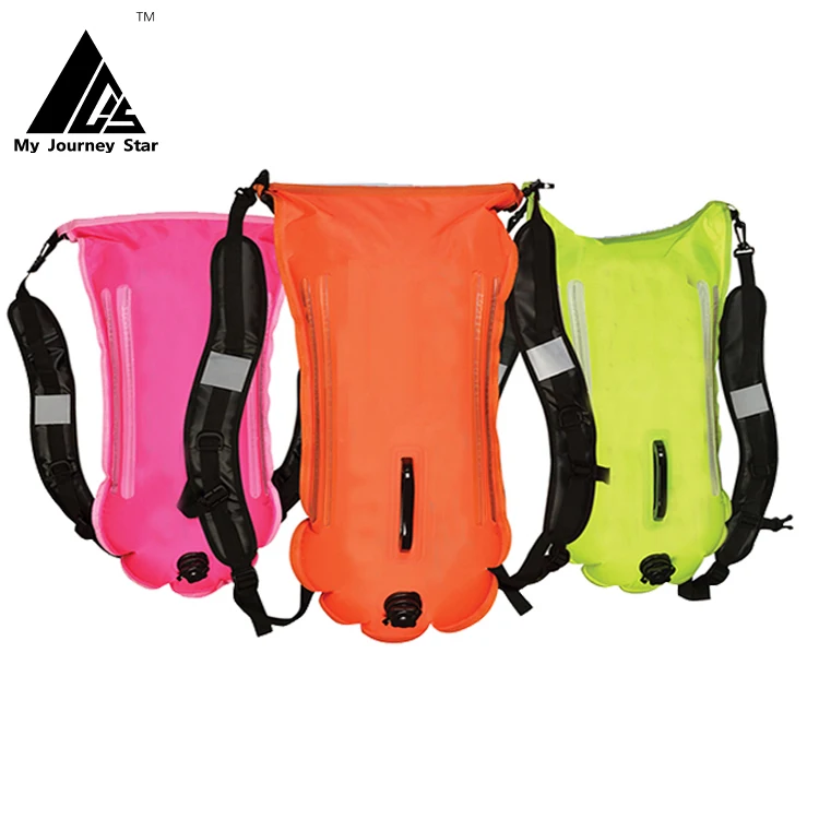 Custom Safety 28L 35L big Volume Swimming Floating Buoyancy Bag Swimming Pool Buoy bag with LED lamp strip backpack diving