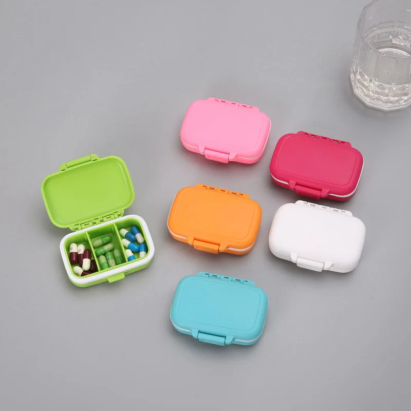 Portable Daily Weekly Plastic Wheat Straw 3 Compartments Travel Medicine Pill Storage Cases Pill Box Organizer