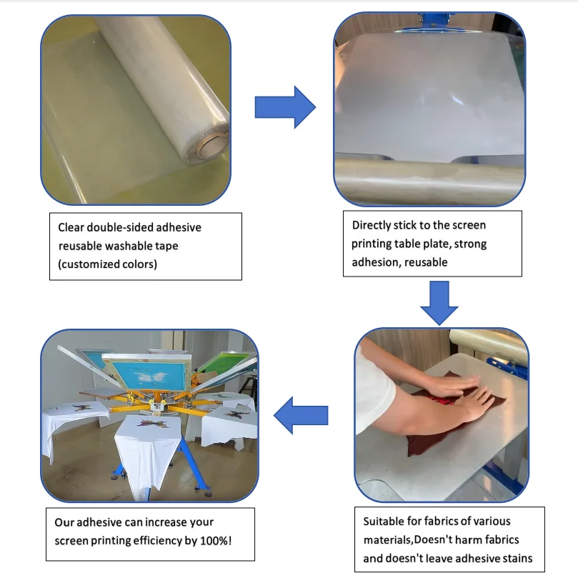 Customized Color Reusable Anti Slip Sheet Non Slip Tape T-shirt Clothing Printing Machine Reusable Tape
